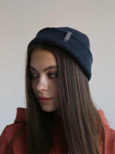 Шапка РОДИНА Fat Beanie Темно-Синий фото 6