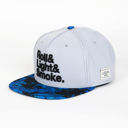 Бейсболка CAYLER & SONS Roll Light Smoke Cap (Grey/Blue Leaves/Black, O/S)