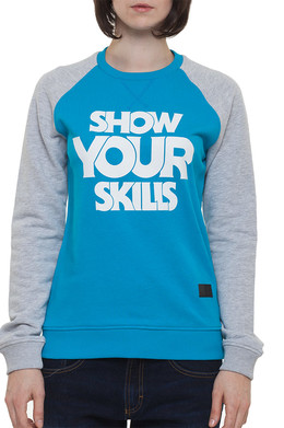 Толстовка SKILLS W Show You Skills Crewneck Turquoise/Grey Melange фото