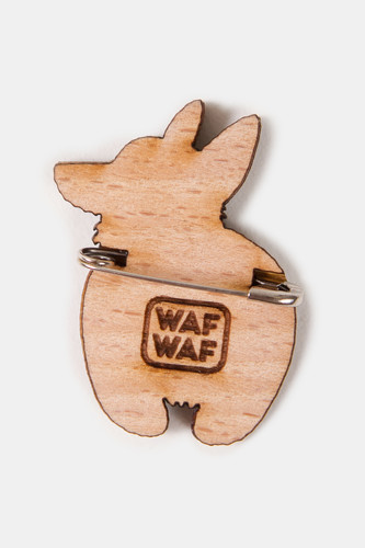 Значок деревянный WAF-WAF Корги (Оранжевый/Белый) фото 6