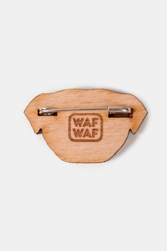 Значок деревянный WAF-WAF Мопс (Коричневый/Бежевый/Зеленый) фото 6