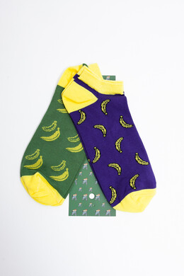 Набор носков ЗАПОРОЖЕЦ Банан (2 пары, короткие) Зеленый/Фиолетовый фото